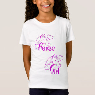 馬頭と紫の馬の女の子フォント Tシャツ