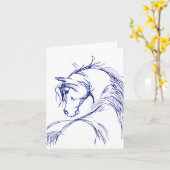 馬頭アートスケッチ カード (黄色い花)