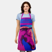 馬頭抽象芸術の色パーソナライズされた エプロン (着用した状態)