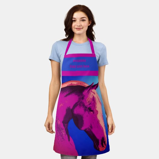 馬頭抽象芸術の色パーソナライズされた エプロン (着用した状態)
