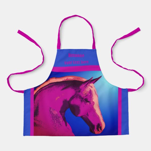 馬頭抽象芸術の色パーソナライズされた エプロン (正面)