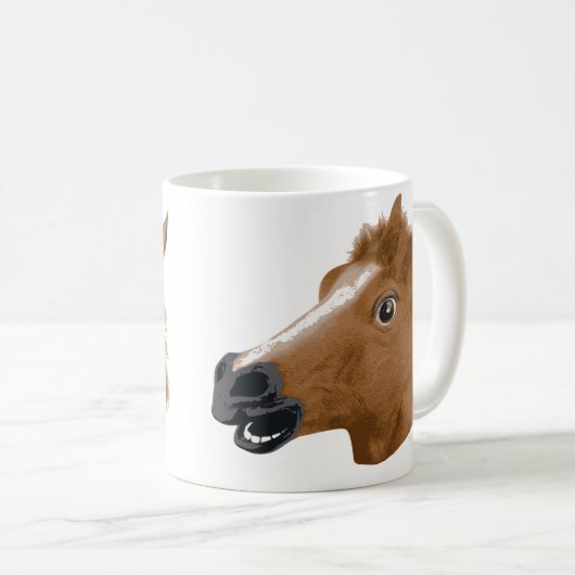 馬頭部の気色悪いマスク コーヒーマグカップ (正面右)