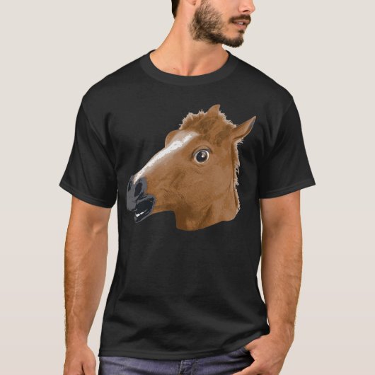馬頭部の気色悪いマスク Tシャツ (正面)