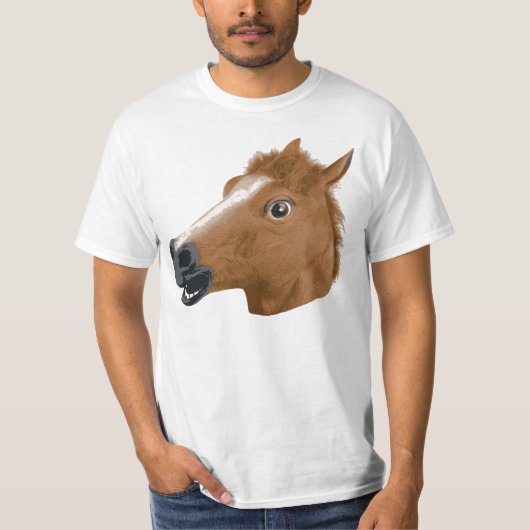 馬頭部の気色悪いマスク Tシャツ (正面)