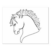 馬頭、ラインアート、大4" x 5"ゴムスタンプ ラバースタンプ (インプリント)