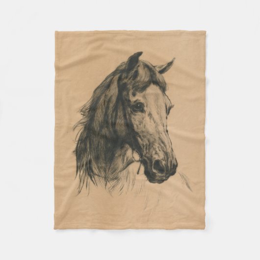 馬頭（Heywood Hardy著） フリースブランケット (正面)