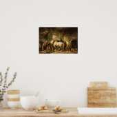 馬食べ物を与えが厩舎に居る ポスター (キッチン)