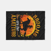 馬魔女ハロウィンおもしろいのブルームはアマチュア フリースブランケット (正面(横))