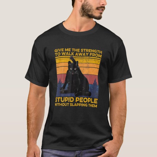 馬鹿からは逃げようとする猫の力 Tシャツ (正面)