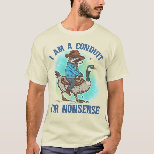 馬鹿げたことを伝える媒体 Funny Cowboy Raccoon Tシャツ (正面)
