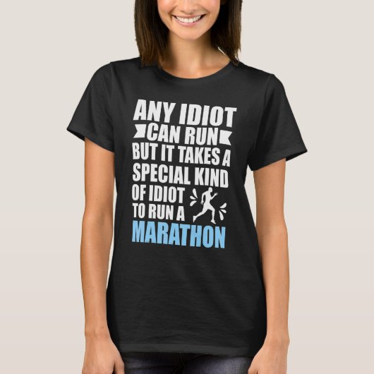 馬鹿でもマラソン走れる マラソンランナー マラソン Tシャツ (正面)