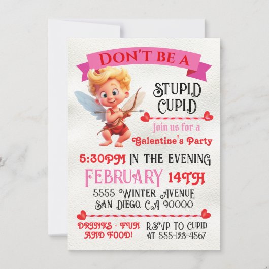 馬鹿なキューピッド・ギャレンタインのバレンタインデーパーティー 招待状 (正面)