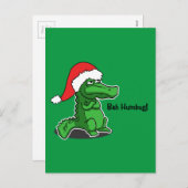 馬鹿な！おもしろい、サンタハット付きアリゲーター シーズンポストカード (正面/裏面)