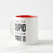 「馬鹿は直せないが、離婚しても良い」マグ ツートーンマグカップ (正面左)