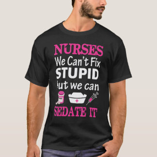 馬鹿は直せないけど鎮静はできる 面白い Tシャツ