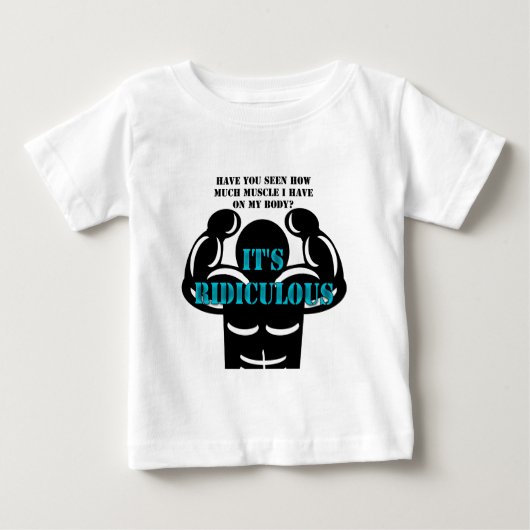 馬鹿みたいに強い筋肉が笑える ベビーTシャツ (正面)