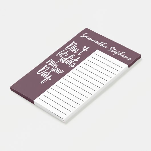 馬鹿をあなたの日の藤色の白い引用文を台無しにすることを許可しないで下さい ポストイット (アングル)