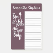 馬鹿をあなたの日の藤色の白い引用文を台無しにすることを許可しないで下さい ポストイット (正面)