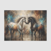 馬2頭の壁画アート 馬好きな人へのインテリア 薄葉紙 (正面)