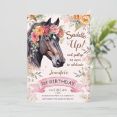 馬1位の誕生日ガールピンク女性のカーボーイサドルアップ! 招待状 (スタンド正面)