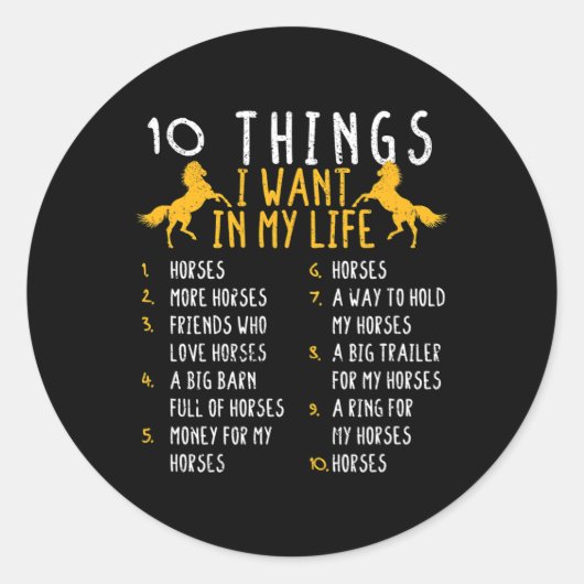 馬10私の人生の馬の馬に乗って欲しいもの ラウンドシール (正面)