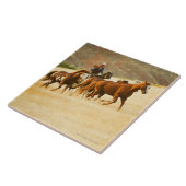 馬3を集めているカウボーイ タイル (側面)