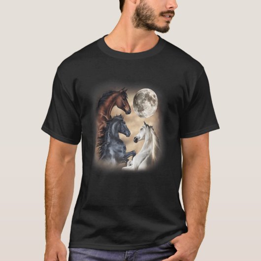 馬3馬の月3ウルフ Tシャツ (正面)