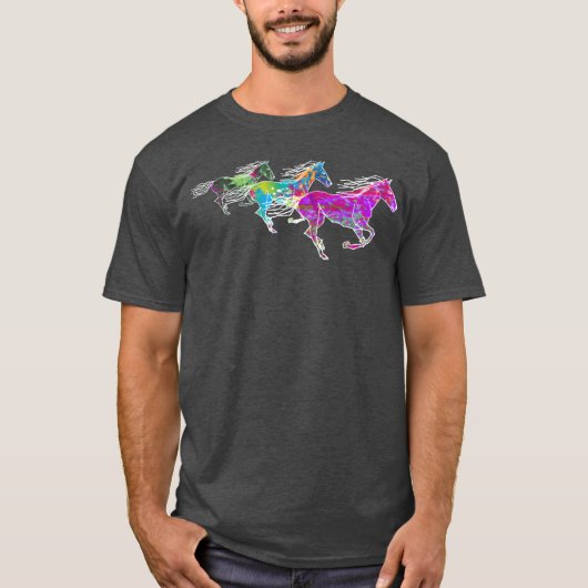馬 おもしろ 馬 アート マジック 野生 馬 ギフト Tシャツ (正面)