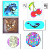 馬，さくらんぼ，オムシンボル，マーメイド，猫，ダキニ シール (正面)