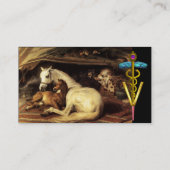 馬，その他の動物，カドゥセウス獣医記号 名刺 (裏面)