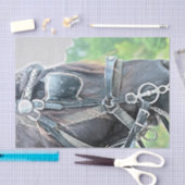 馬 ウェスタン リアルな茶色 緑色 デコパージュ 薄葉紙 (クラフト)