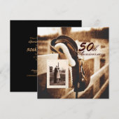 馬 ウエスタン カウボーイ 結婚50周年 招待状 (正面/裏面)