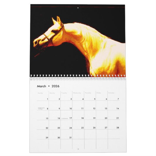 馬 カレンダー (3月 2026)