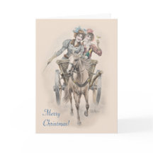 馬、カート、女の子のクリスマス