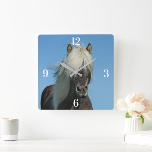 馬 スクエア壁時計 (ホーム)