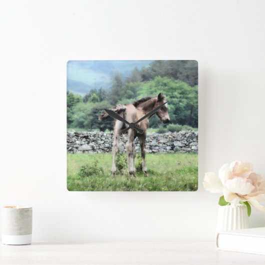 馬 スクエア壁時計 (ホーム)