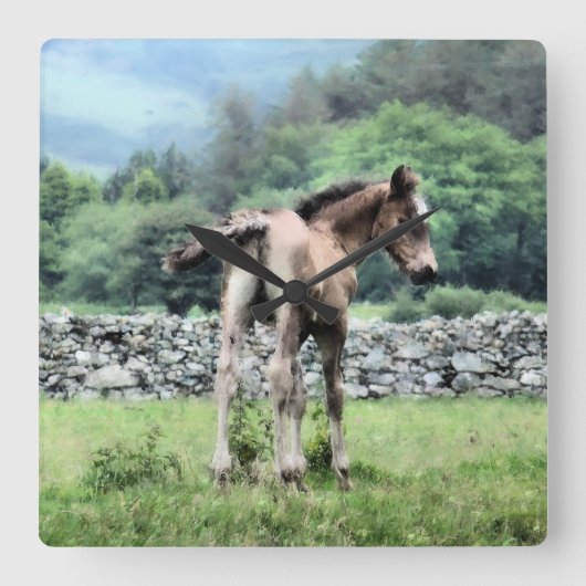 馬 スクエア壁時計 (正面)