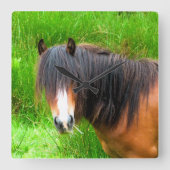 馬 スクエア壁時計 (正面)