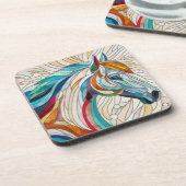 馬 – ステンドグラスMosaic Digital Art コースター (左側)
