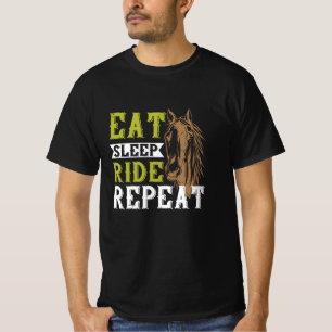 馬 – スリープ食べライドリプレート Tシャツ