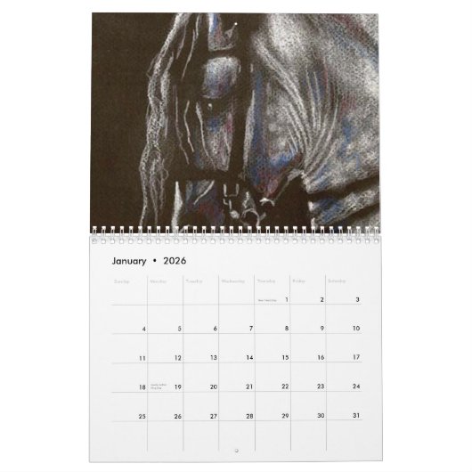 馬、ナンシーJ.ベイリーの芸術 カレンダー (1月 2026)