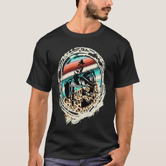 馬 バレルレーシング セラペ レオパード Tシャツ (正面)