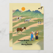 馬 ペンギン ミュージシャン タカ 自然 結婚式 招待状 (正面/裏面)