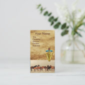 馬/マレスとフォールカドゥセウス獣医シンボル 名刺 (スタンド正面)