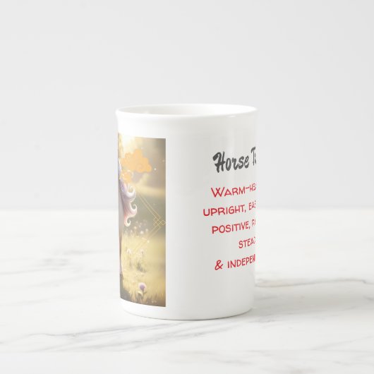 馬 – 中国の〔占星術の〕十二宮図 ボーンチャイナマグカップ (正面)