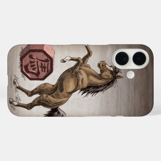 馬〔占星術の〕十二宮図動物中国の芸術iPhoneの年 Case-Mate iPhoneケース (裏面 (横))