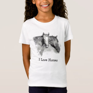 馬: 子馬: 愛馬: 鉛筆: 女の子 Tシャツ