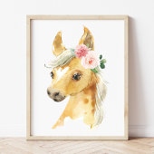 馬、家畜、ピンクの花、女の子の子供部屋