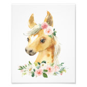 馬、家畜、ピンクの花、女の子の子供部屋 フォトプリント            (正面)