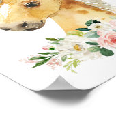 馬、家畜、ピンクの花、女の子の子供部屋 ポスター (角)